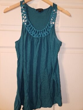 Forever 21 Teal Crochet-Detail Tank Top